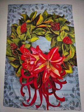 Christmas Wreath Holiday Floral Yard Garden Outdoor Flag 40 x 28